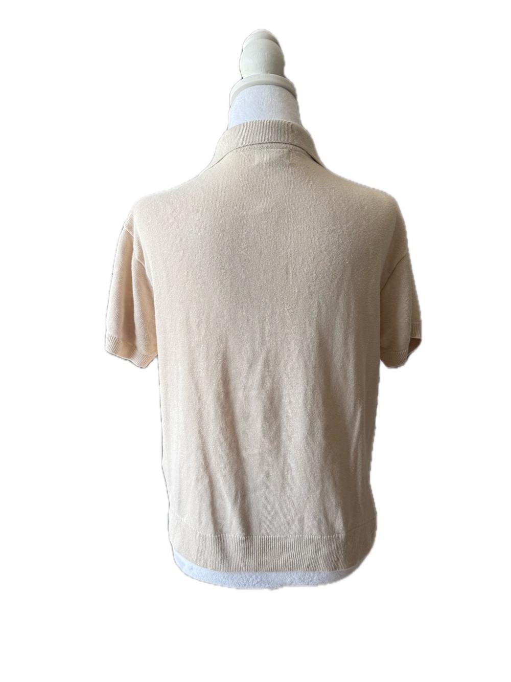 J. Crew Cream Short-Sleeve Knit with Linen Polo Top - Picture 3 of 8